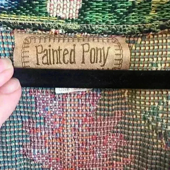 Painted Pony Tapestry Jacket Wine Bottle Grapes Vintage Western Style One Size - Picture 4 of 6